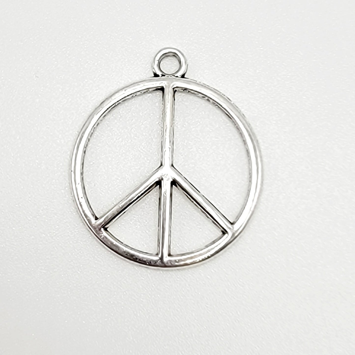 12 pcs Antique Silver Round Peace Sign Component with bail. SKU# PD010