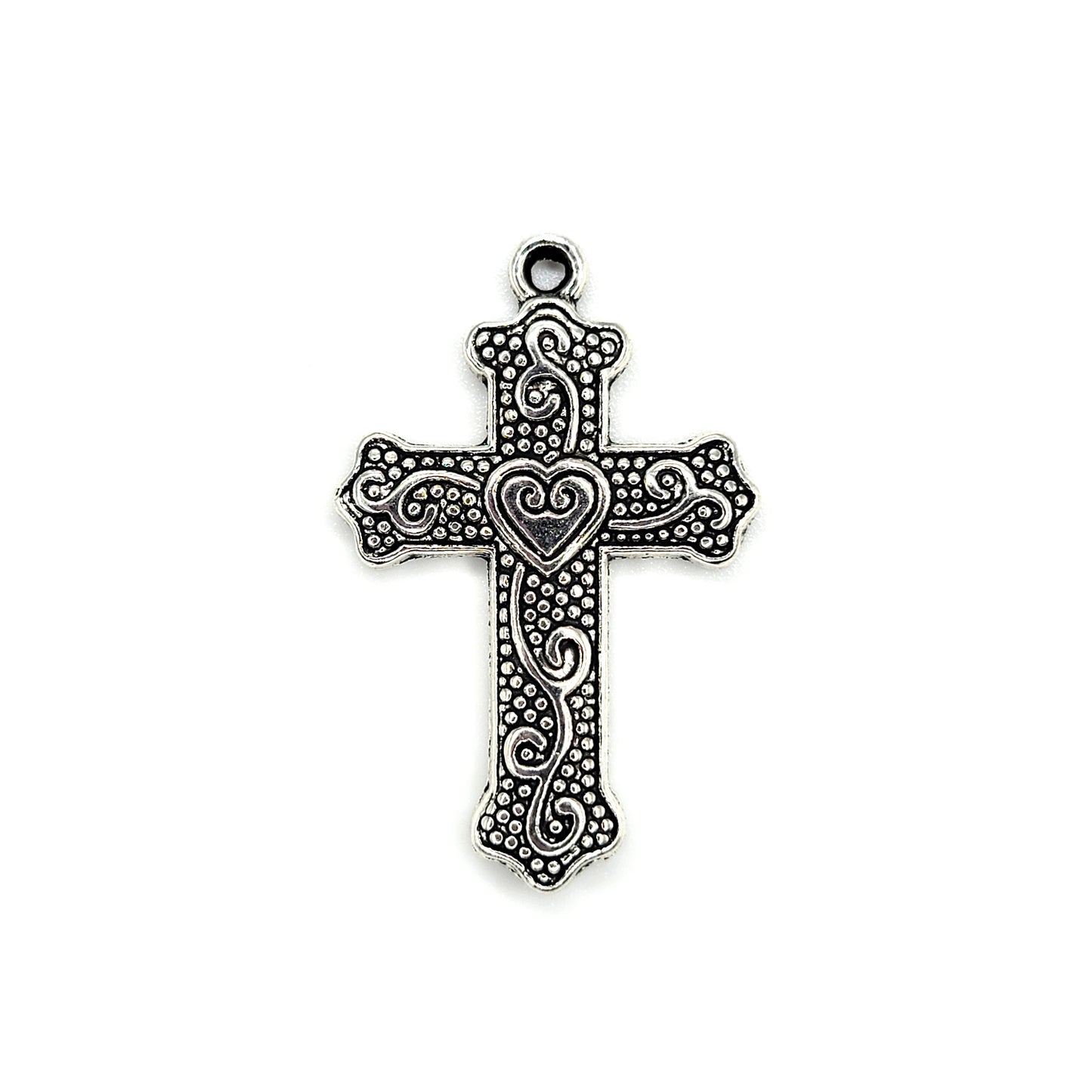 Ornate Heart Cross Pendant