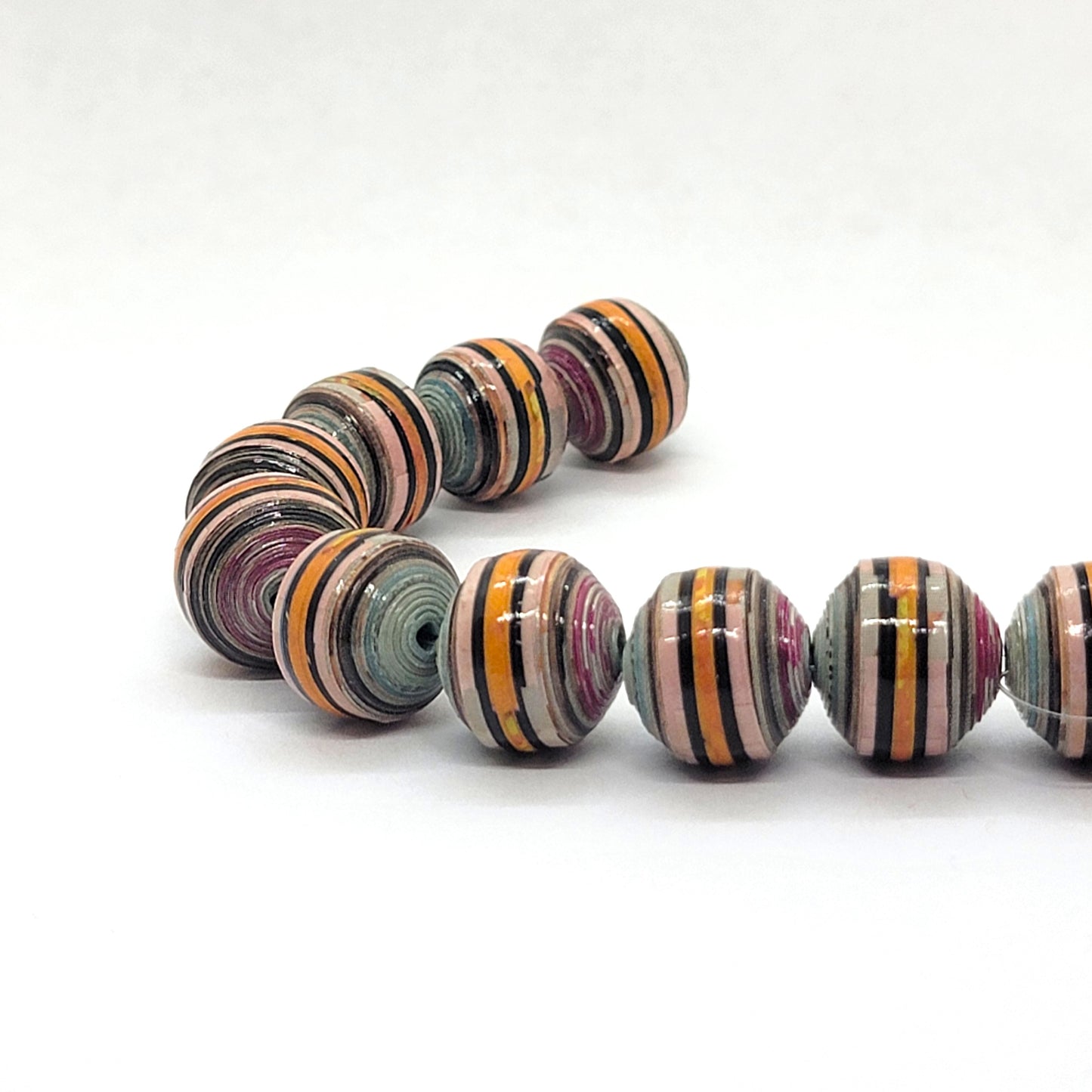 Paper Bead 10pcs 14mm - Handcrafted