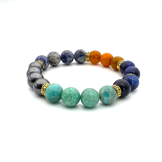 Mixed Natural Stone Bracelet with Hematite