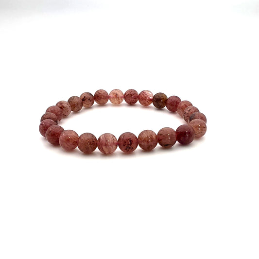 8mm Strawberry Quartz Natural Stone Stretch Bracelet-Handcrafted Jewelry