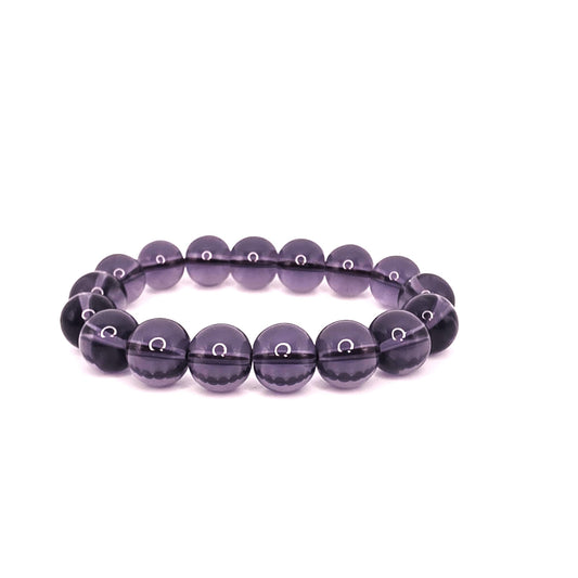 11mm Amethyst Color Crystal Quartz Stretch Bracelet - Handcrafted Jewelry