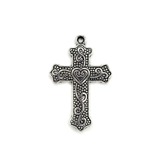 Ornate Heart Cross Pendant