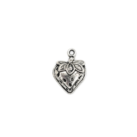 Antique Silver Strawberry Charm