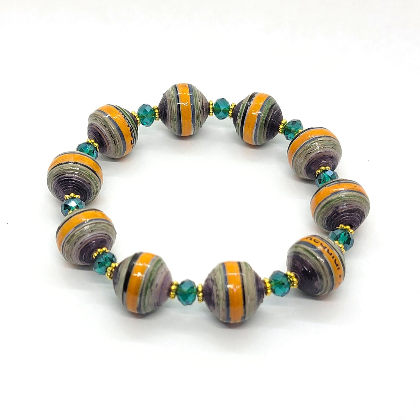 Paper Bead Stretch Bracelet - Handcrafted Jewelry