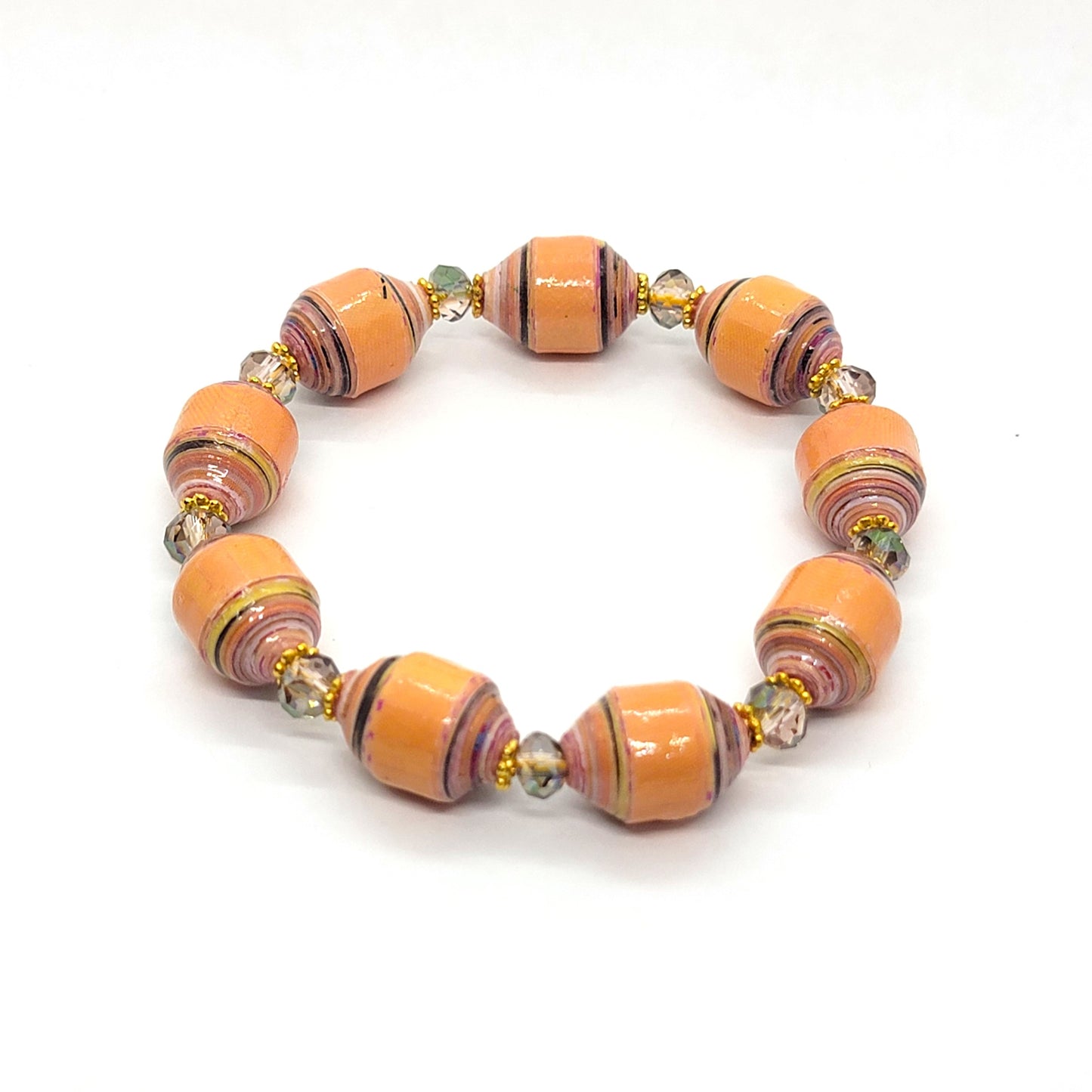 Paper Bead Stretch Bracelet - Handcrafted Jewelry