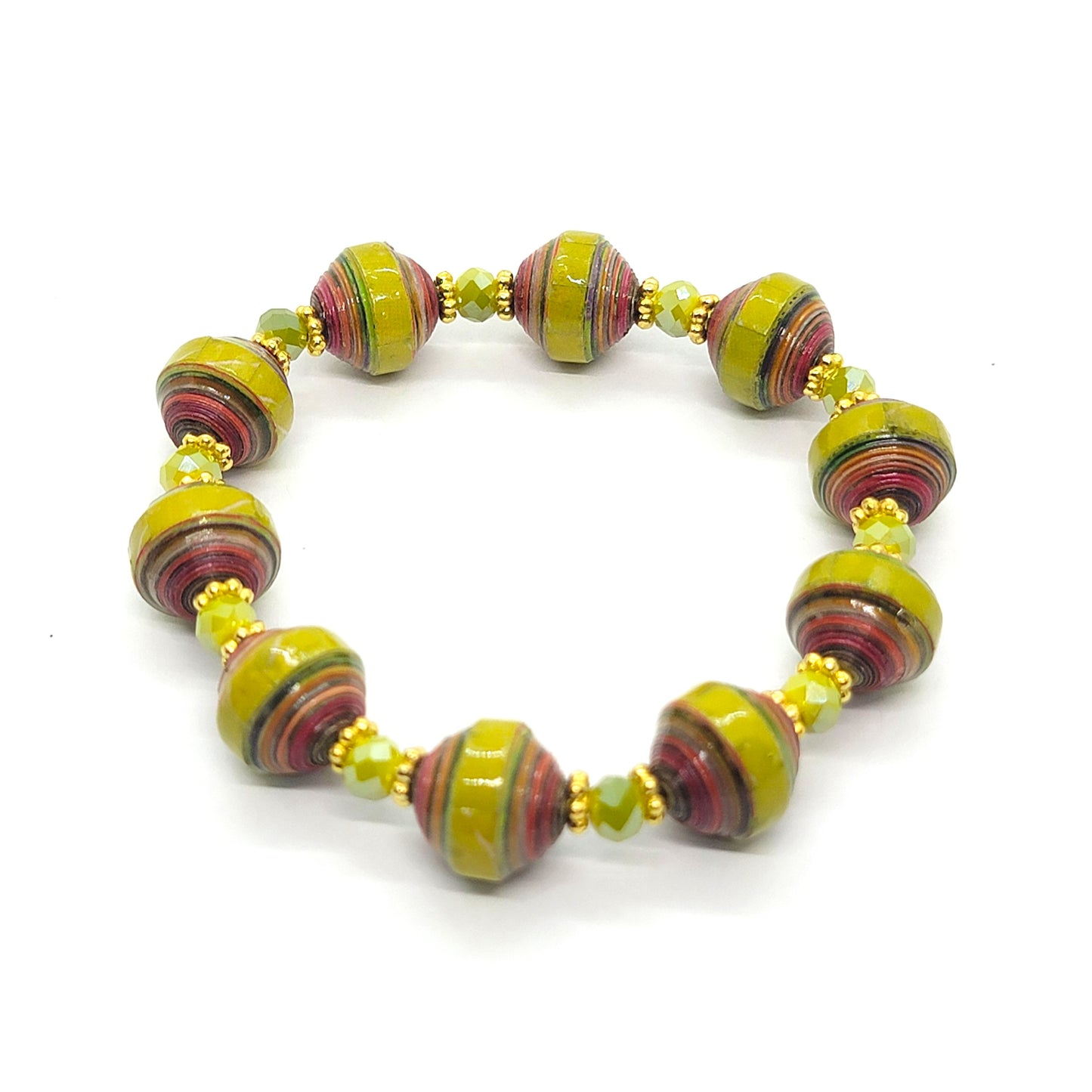 Paper Bead Stretch Bracelet - Handcrafted Jewelry