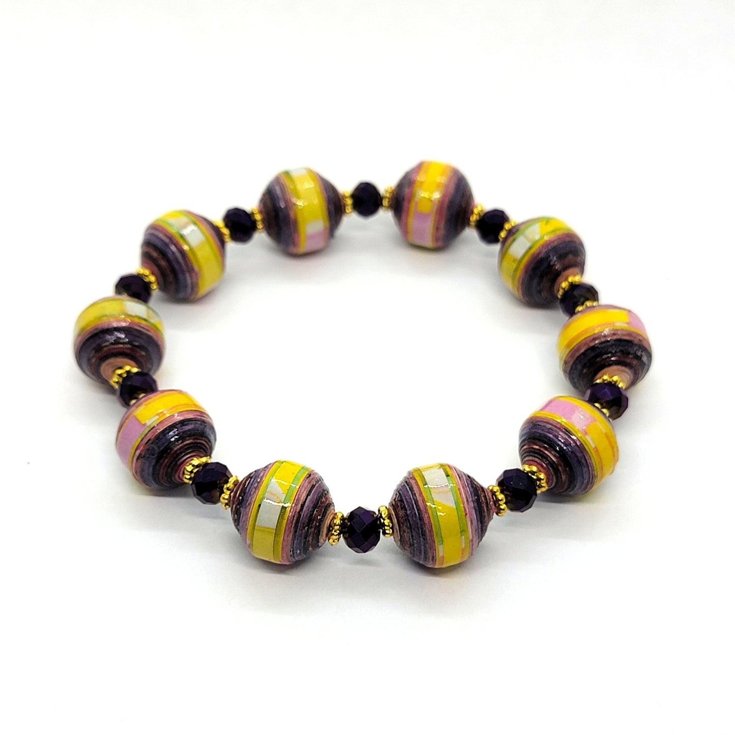 Paper Bead Stretch Bracelet - Handcrafted Jewelry