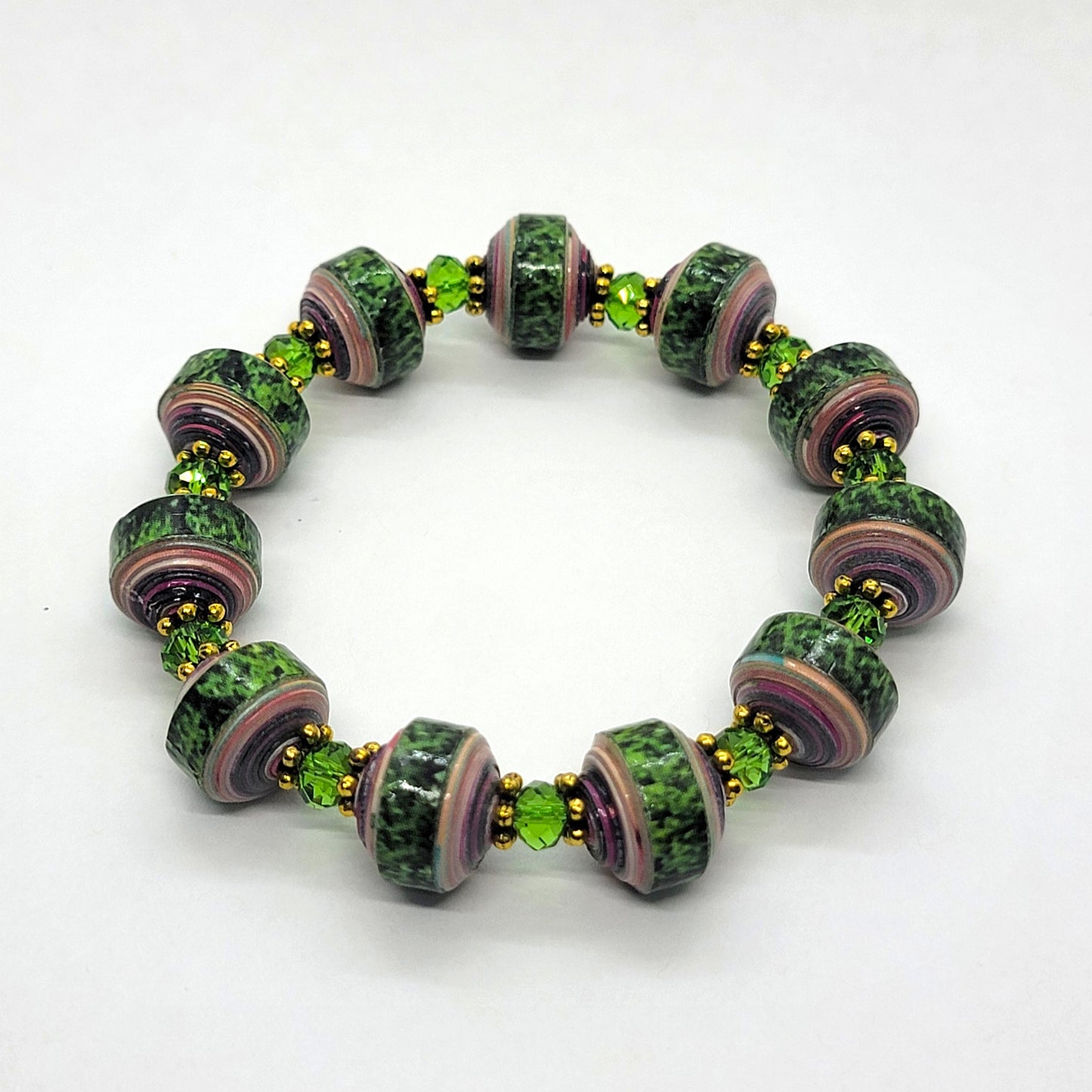 Paper Bead Stretch Bracelet - Handcrafted Jewelry
