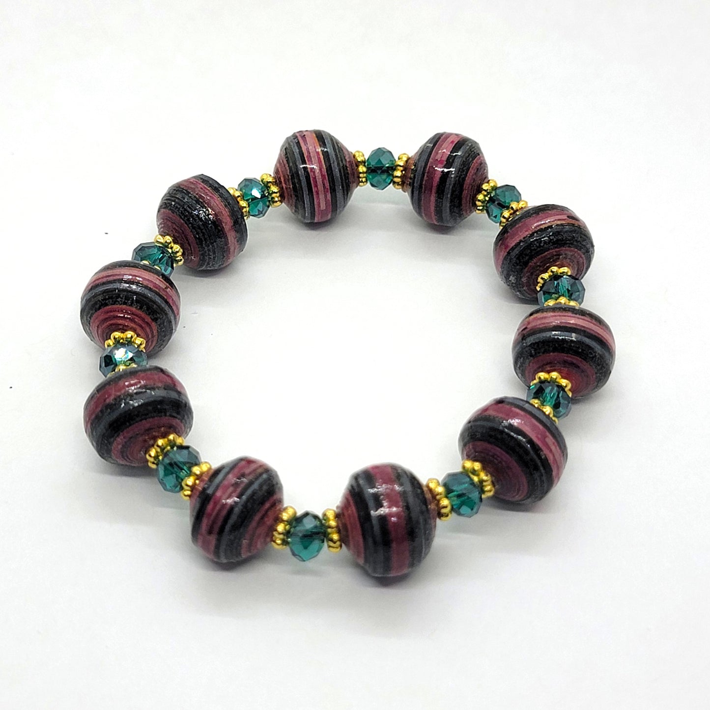 Paper Bead Stretch Bracelet - Handcrafted Jewelry