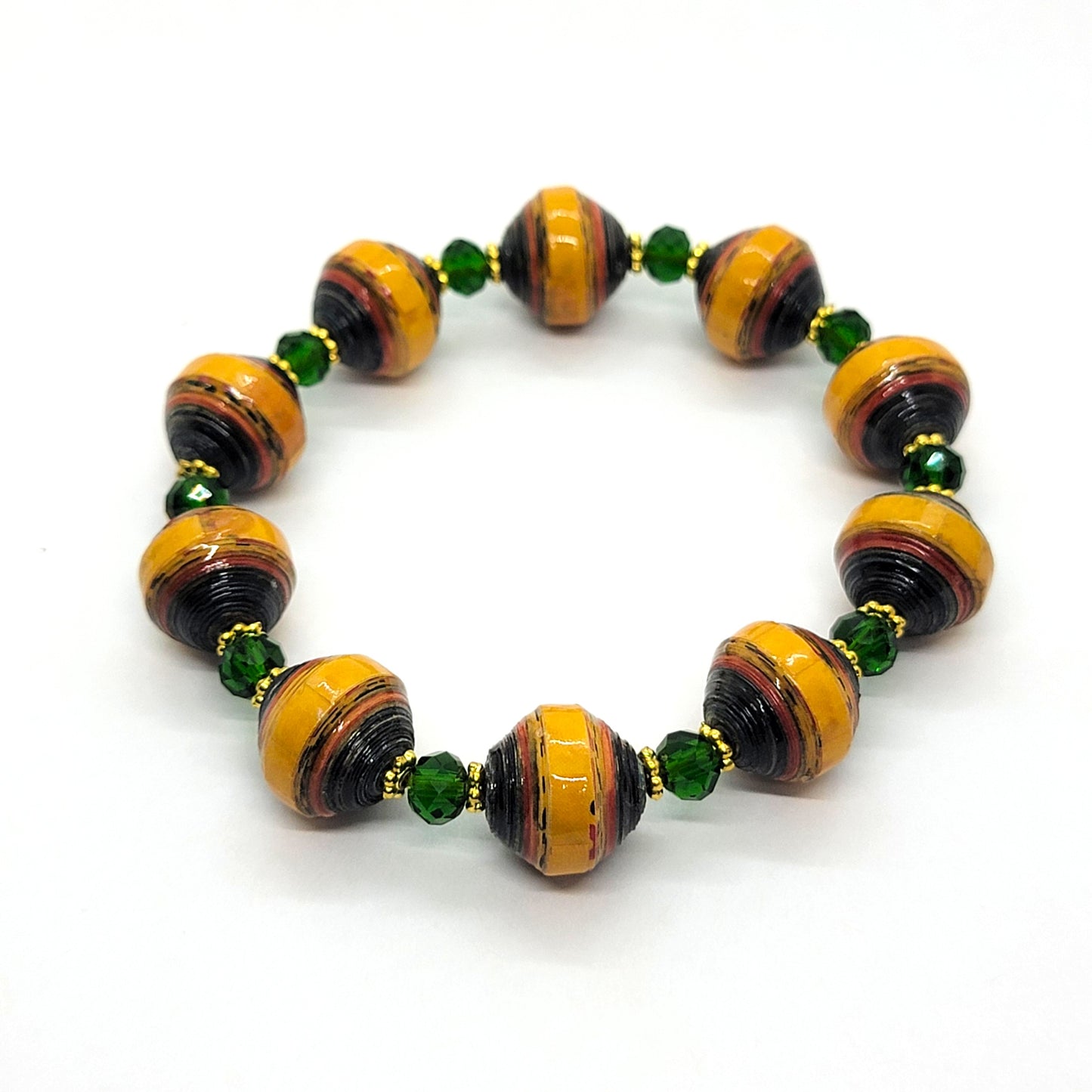 Paper Bead Stretch Bracelet - Handcrafted Jewelry