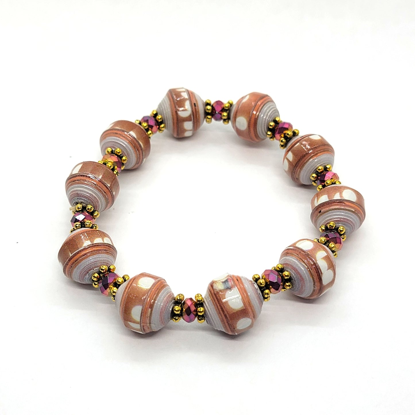 Paper Bead Stretch Bracelet - Handcrafted Jewelry