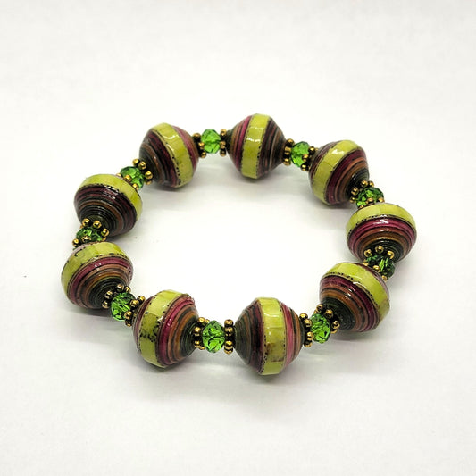 Paper Bead Stretch Bracelet - Handcrafted Jewelry