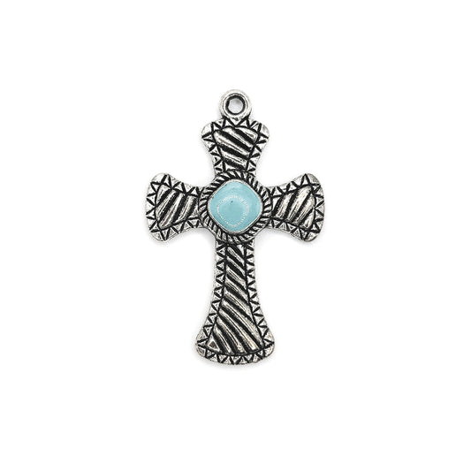 Cross with Turquoise Enamel