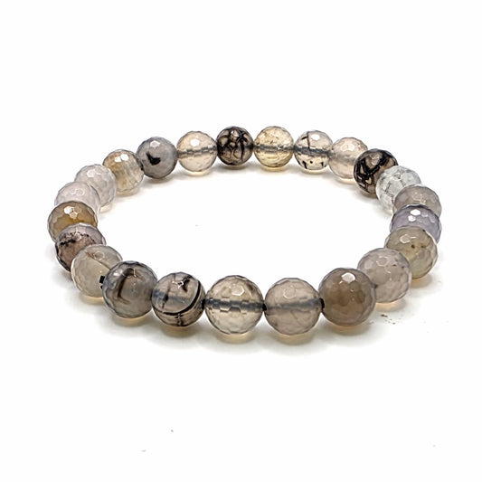 Black - White Dragon Vein Agate Bracelet