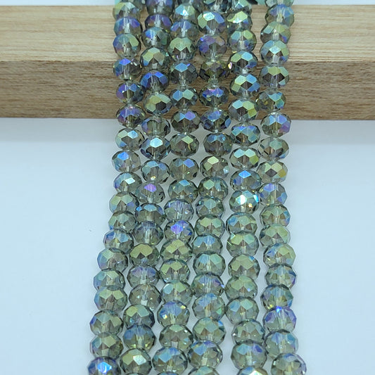 Rondelle Faceted Crystal Beads AB 8mm x 6mm